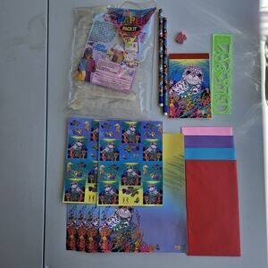 Vintage Lisa Frank Rainbow Seal Pup Paper Pack It Stationery Incomplete